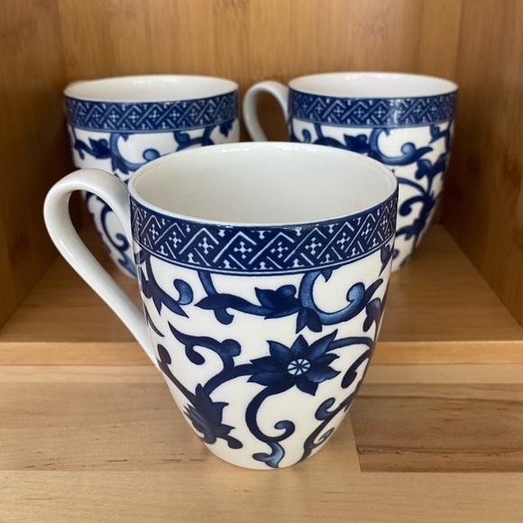 Ralph Lauren Mandarin Blue Bone China Coffee/Tea Cups Set of 3 - Picture 2 of 6